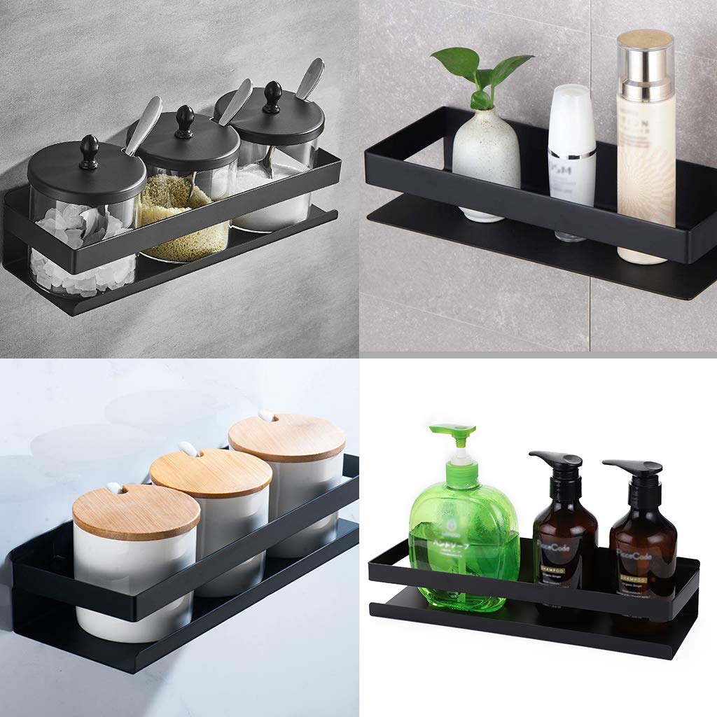 Kitchen & Bathroom DIY: Black Bathroom Shower Shelf Kitchen Rack Storage Shelves Shampoo Holder Organizer