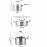 Food Warmers & Chafing Dishes: 6 Pc Kitchen Sauce Pan Pots Set 430 Stainless Steel Cookware Set Milk stock Pot Pans Set