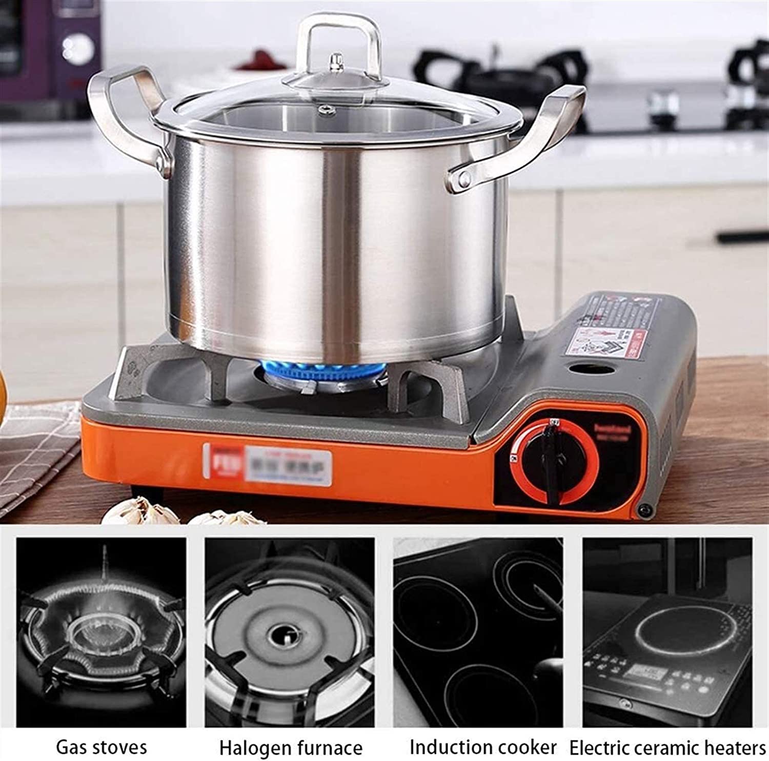 Food Warmers & Chafing Dishes: 6 Pc Kitchen Sauce Pan Pots Set 430 Stainless Steel Cookware Set Milk stock Pot Pans Set