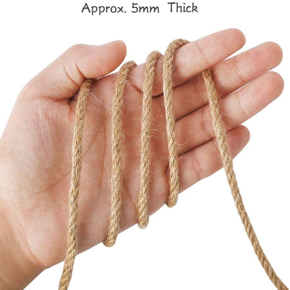 Garden Ornaments: 100m Sisal 5mm Rope Natural Twine Cord Thick Jute Hemp Manila  Crafting Home Decor