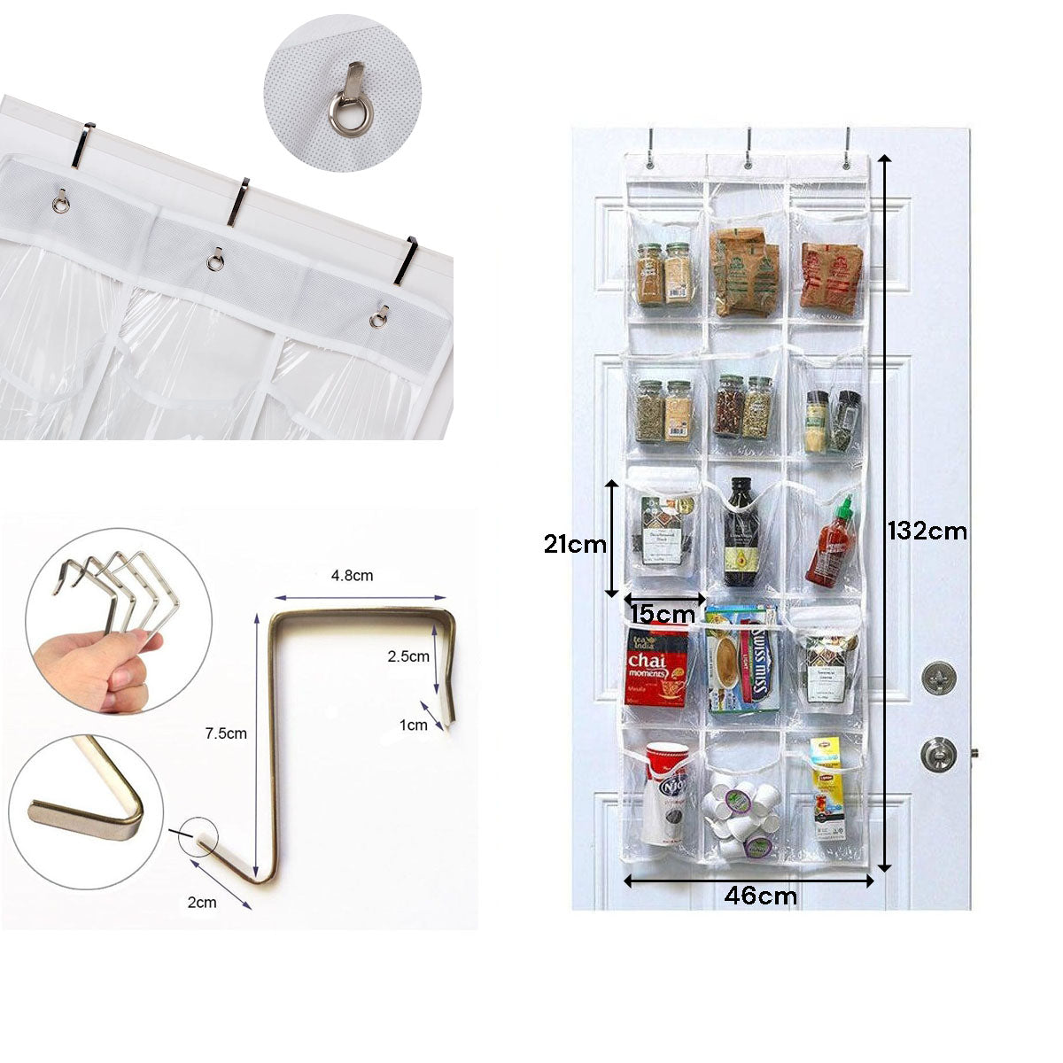 Clothing & Wardrobe Storage: 15 Pockets Over The Door Rack Hanging Kitchen Organizer Pantry Organizer Shoe Storage