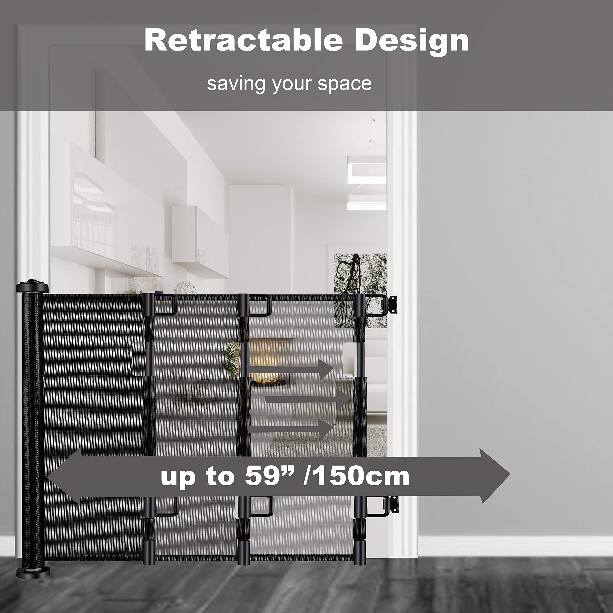 Safety Gates & Safety Accessories: Retractable 1.5M Doorways Hallways Stairs Baby Gate Dog Pet Gate Indoor Outdoor Safety Gates
