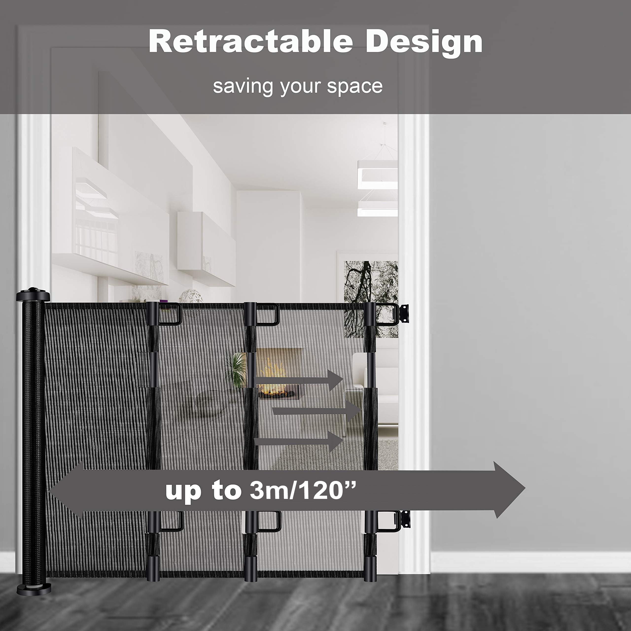 Safety Gates & Safety Accessories: Retractable 3M Doorways Hallways Stairs Baby Gate Dog Pet Gate Indoor Outdoor Safety Gates
