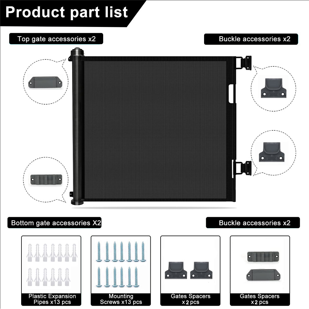 Safety Gates & Safety Accessories: Retractable 3M Doorways Hallways Stairs Baby Gate Dog Pet Gate Indoor Outdoor Safety Gates