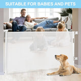 Safety Gates & Safety Accessories: Retractable 3M Doorways Hallways Stairs Baby Gate Dog Pet Gate Indoor Outdoor Safety Gates White
