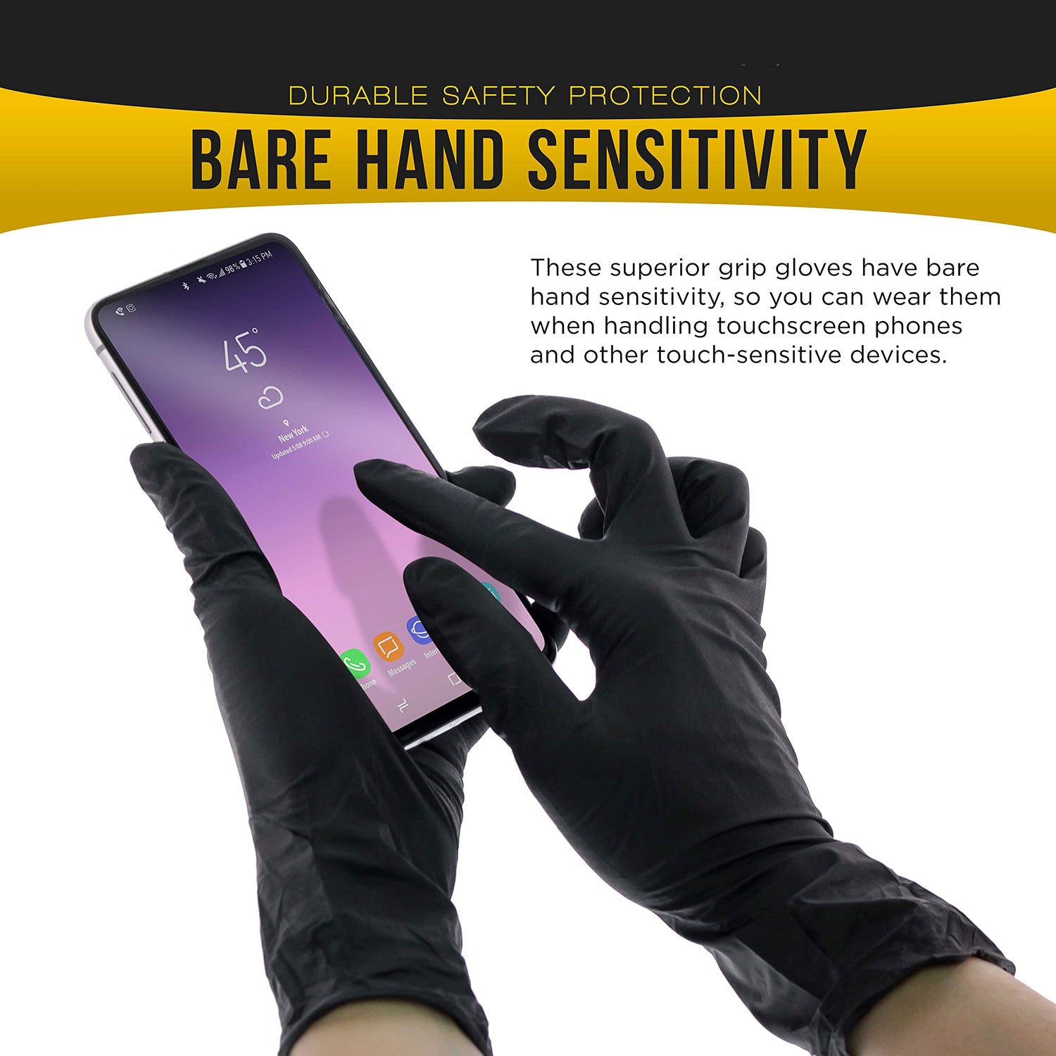 Weightlifting Gloves & Hand Supports: 100x Nitrile Black Industrial Mechanic Tattoo Food Disposable Gloves Large