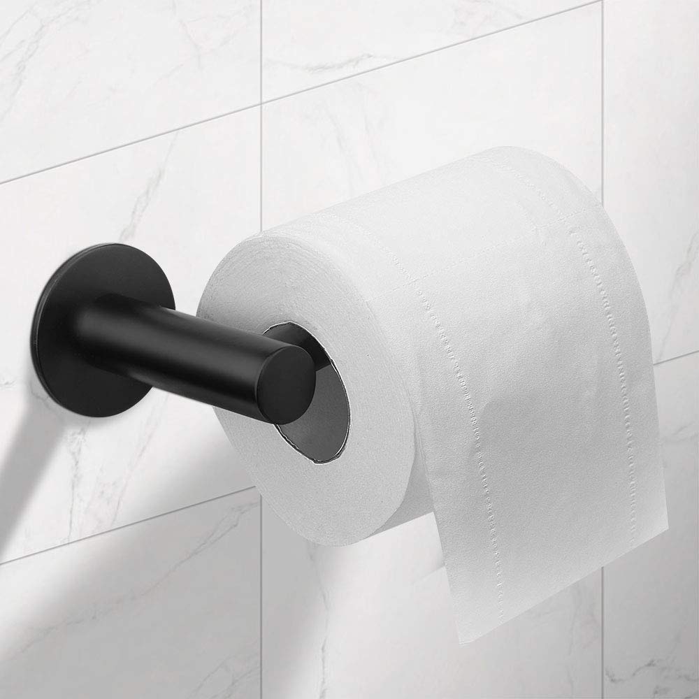Toilet Paper Holders: Toilet Paper Holder Self Adhesive Black Bathroom Paper Roll Holder Roll Holder 304