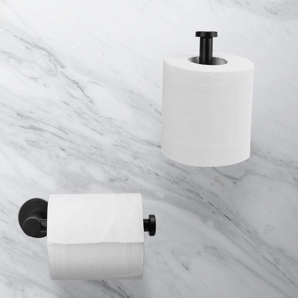 Toilet Paper Holders: Toilet Paper Holder Self Adhesive Black Bathroom Paper Roll Holder Roll Holder 304