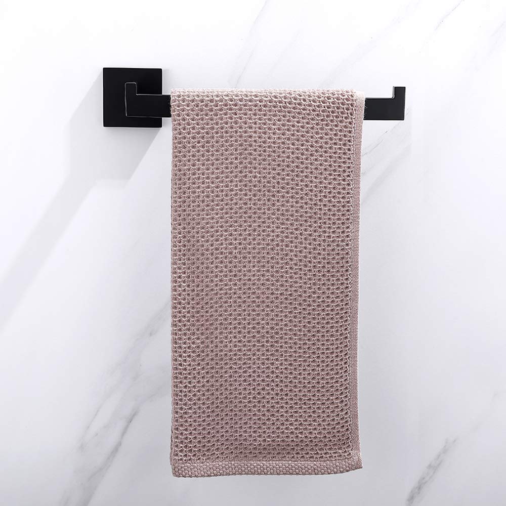 Towel Racks & Holders: Square Hand Towel Holder Ring Wall Mounted Modern Towel Bar Bathroom Kitchen Black