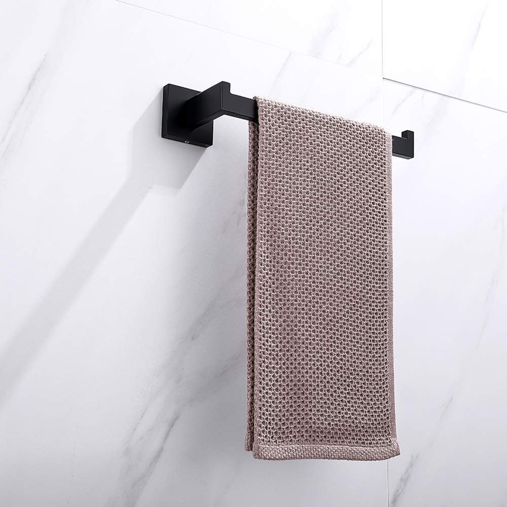 Towel Racks & Holders: Square Hand Towel Holder Ring Wall Mounted Modern Towel Bar Bathroom Kitchen Black