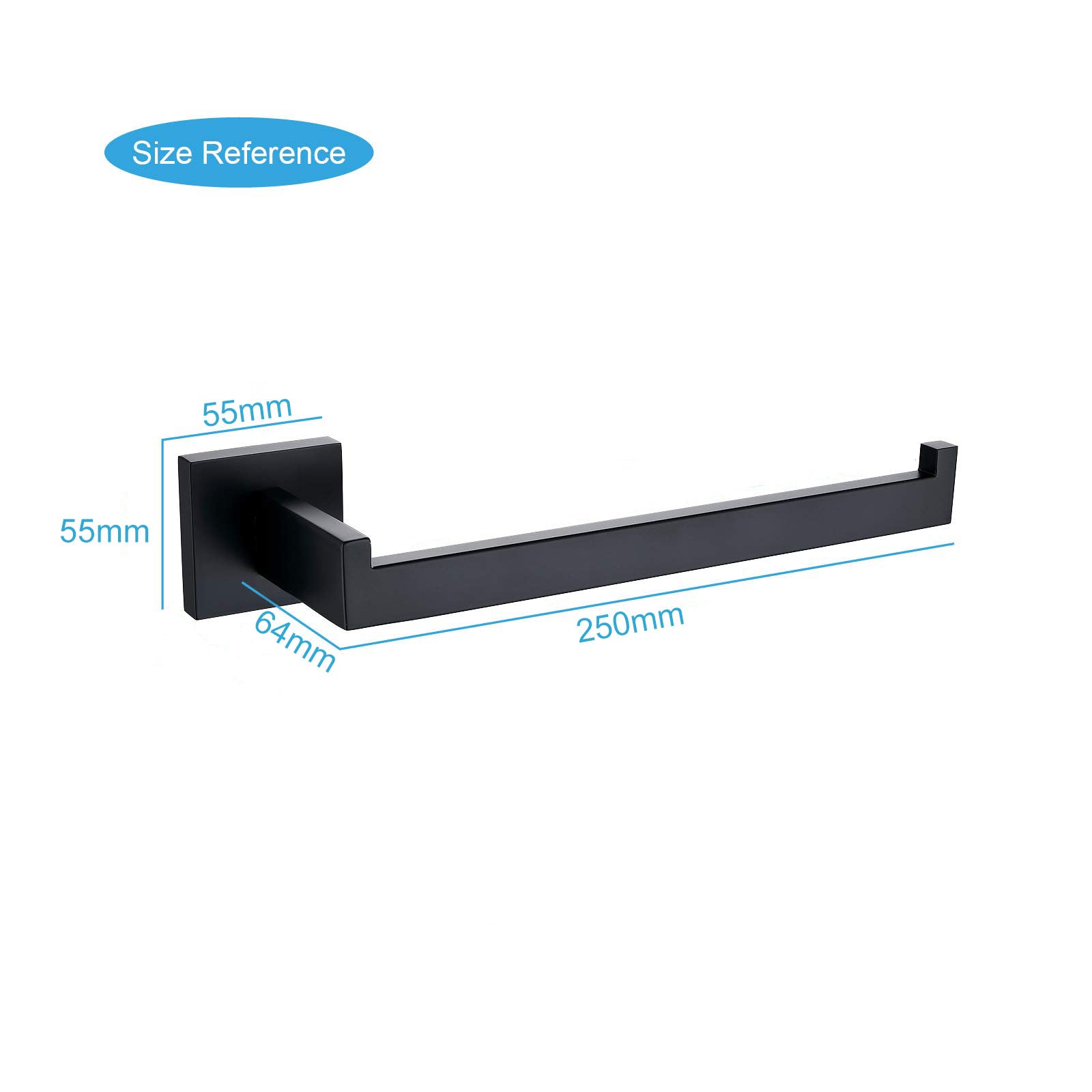 Towel Racks & Holders: Square Hand Towel Holder Ring Wall Mounted Modern Towel Bar Bathroom Kitchen Black