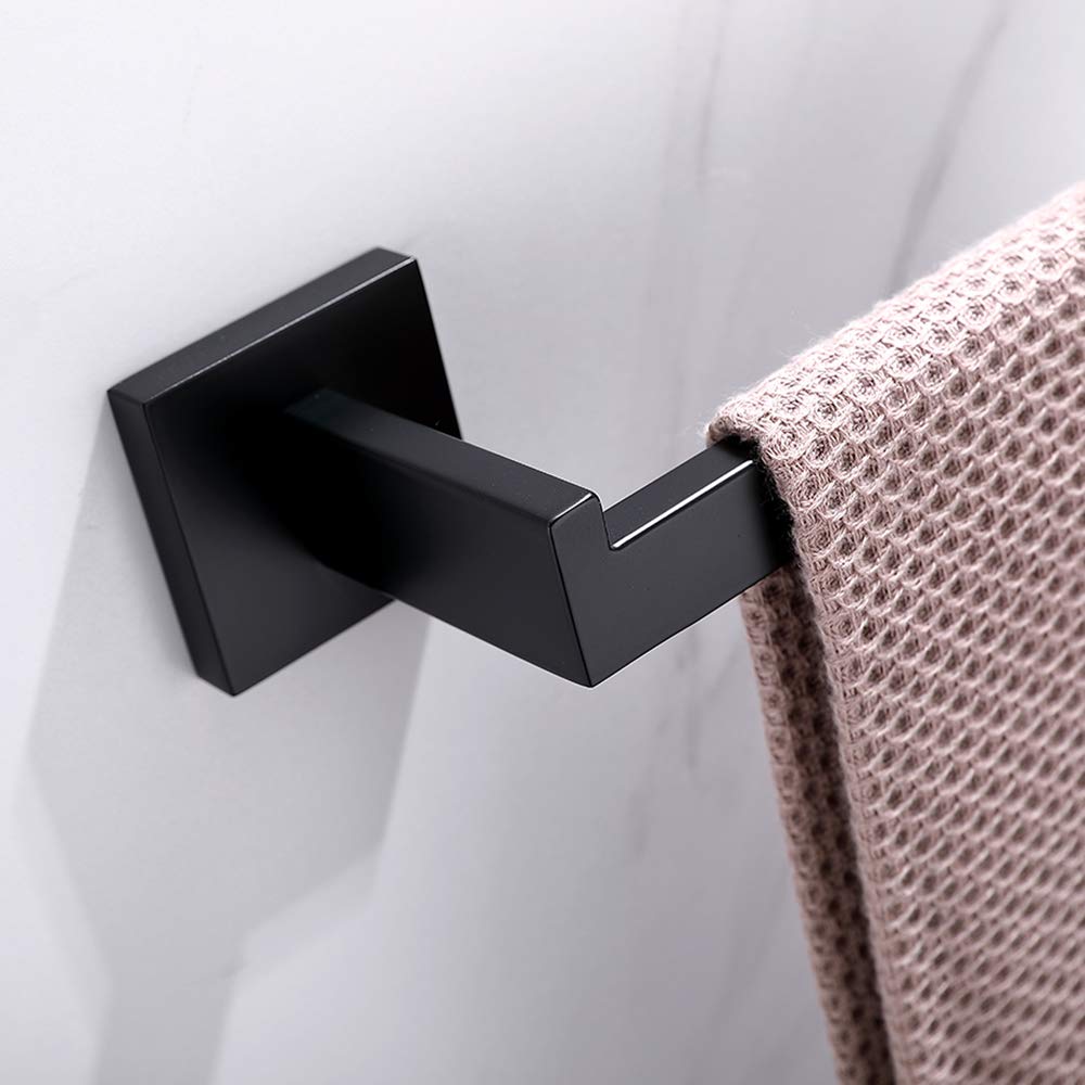 Towel Racks & Holders: Square Hand Towel Holder Ring Wall Mounted Modern Towel Bar Bathroom Kitchen Black