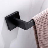 Towel Racks & Holders: Square Hand Towel Holder Ring Wall Mounted Modern Towel Bar Bathroom Kitchen Black