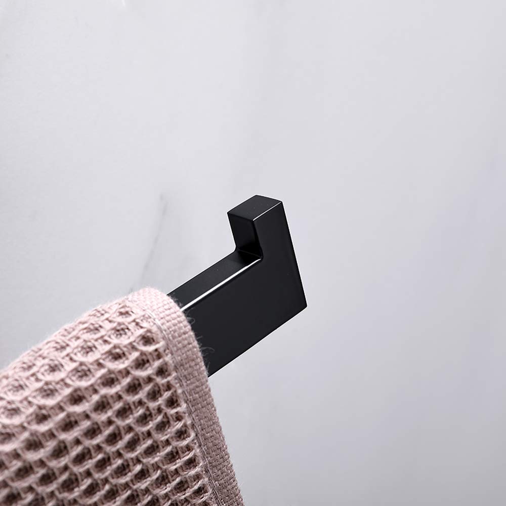 Towel Racks & Holders: Square Hand Towel Holder Ring Wall Mounted Modern Towel Bar Bathroom Kitchen Black
