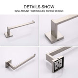 Towel Racks & Holders: Square Hand Towel Holder Ring Wall Mounted Modern Towel Bar Bathroom Kitchen