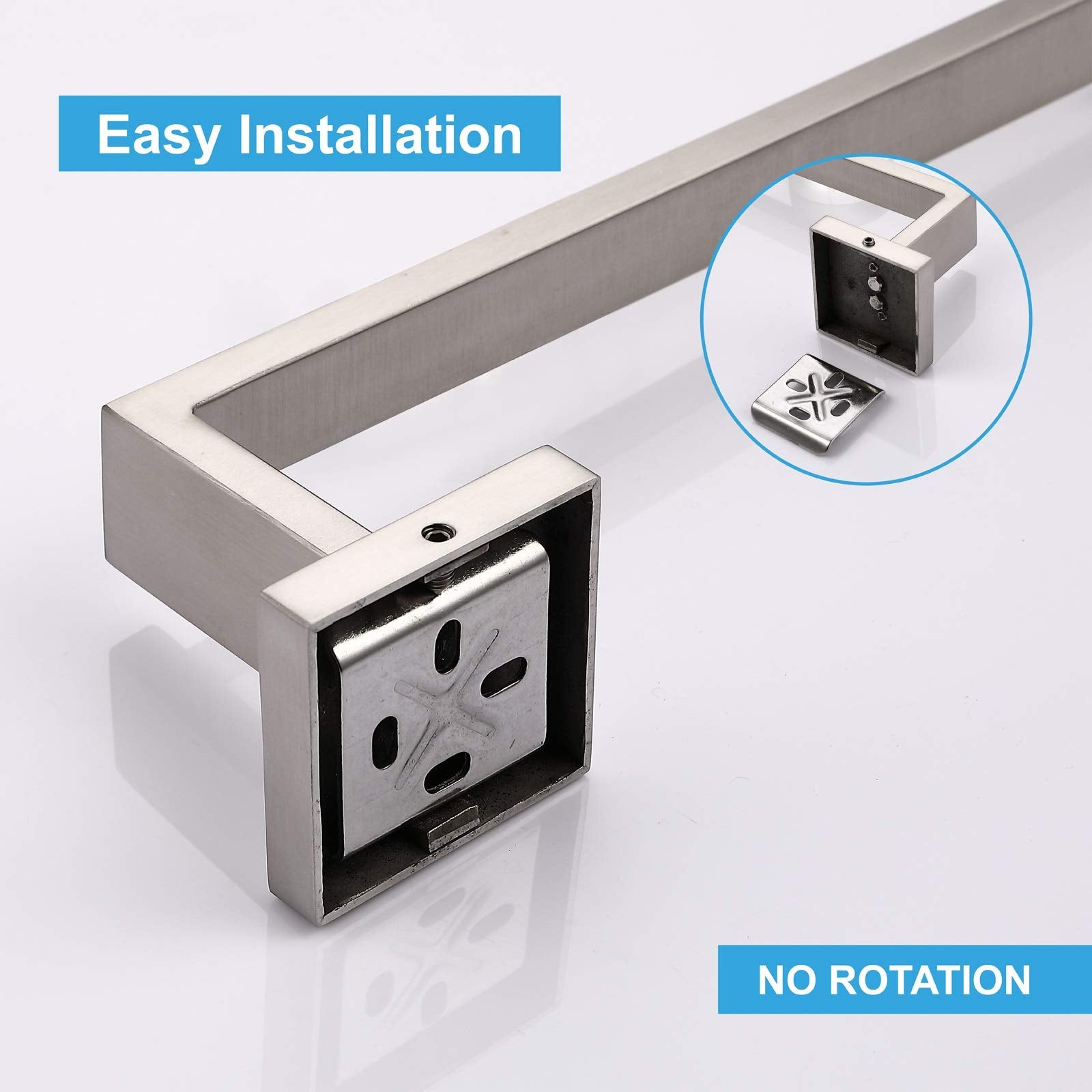 Towel Racks & Holders: Square Hand Towel Holder Ring Wall Mounted Modern Towel Bar Bathroom Kitchen