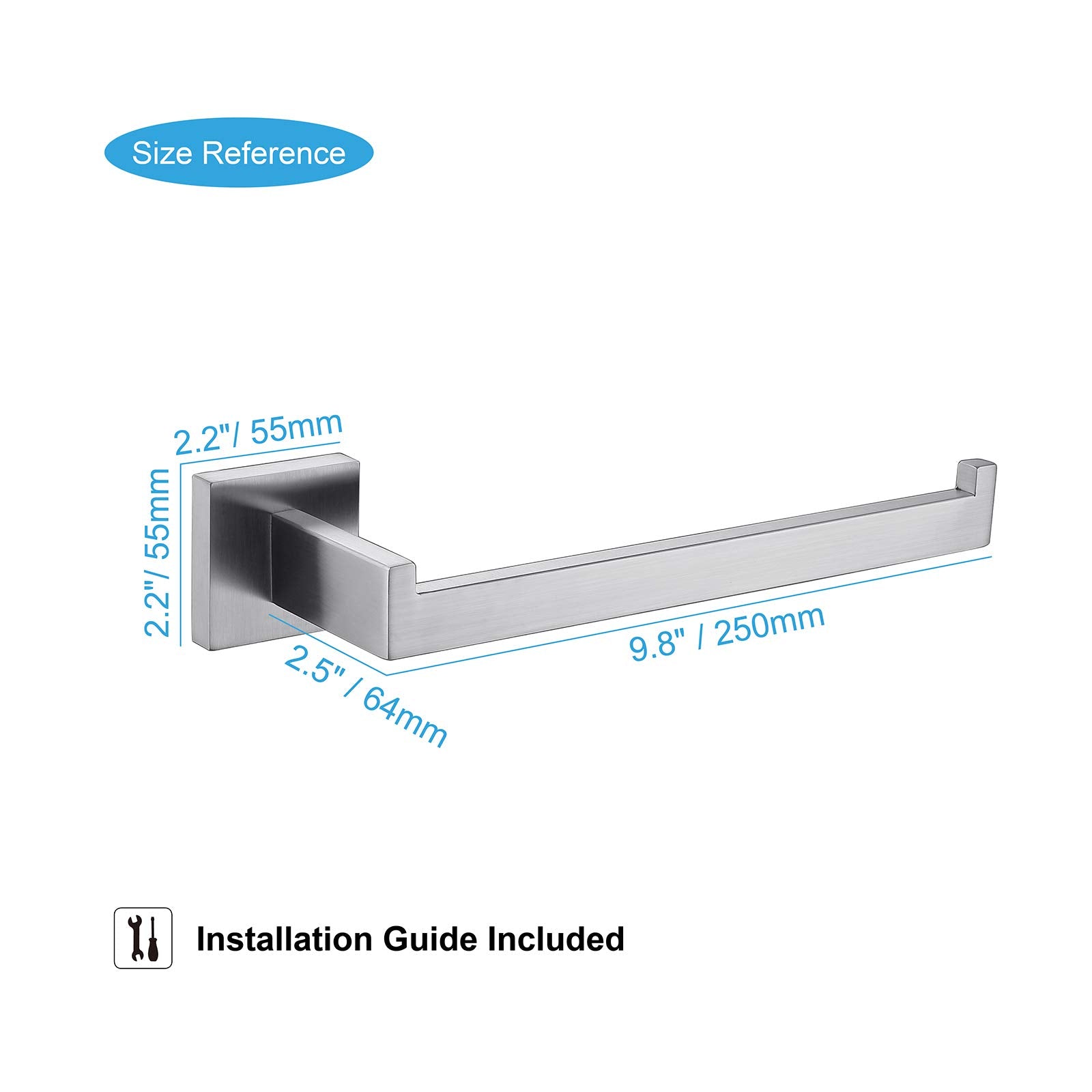 Towel Racks & Holders: Square Hand Towel Holder Ring Wall Mounted Modern Towel Bar Bathroom Kitchen