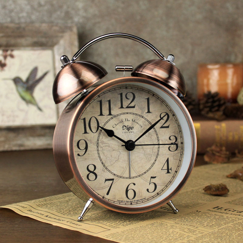 Night Lights & Ambient Lighting: Dual Alarm Clock Twin Bell Alarm Clock, Bedroom Table Desk Alarm Clock Backlight
