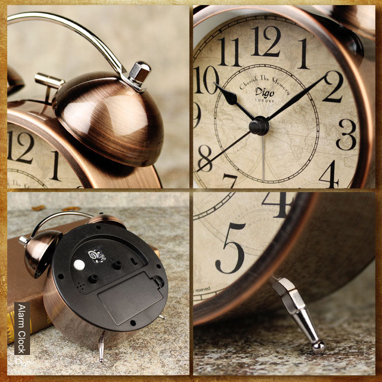 Night Lights & Ambient Lighting: Dual Alarm Clock Twin Bell Alarm Clock, Bedroom Table Desk Alarm Clock Backlight