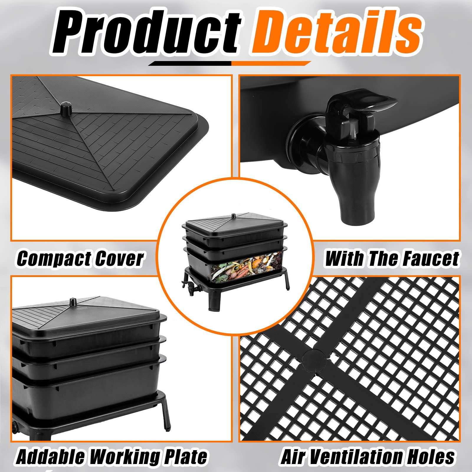 Gardening Accessories: Worm Farm Factory worm wee Composter 30L 4 Trays Compost Bin Worm Farm Composting System