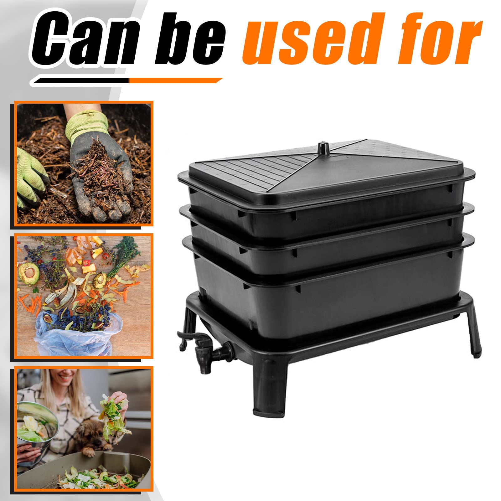 Gardening Accessories: Worm Farm Factory worm wee Composter 30L 4 Trays Compost Bin Worm Farm Composting System