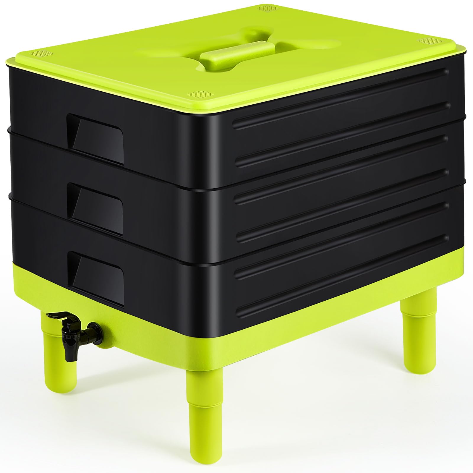 Gardening Accessories: 60L Large Worm Farm 3 Trays Worm Composter Bins Composting System Worm Tea