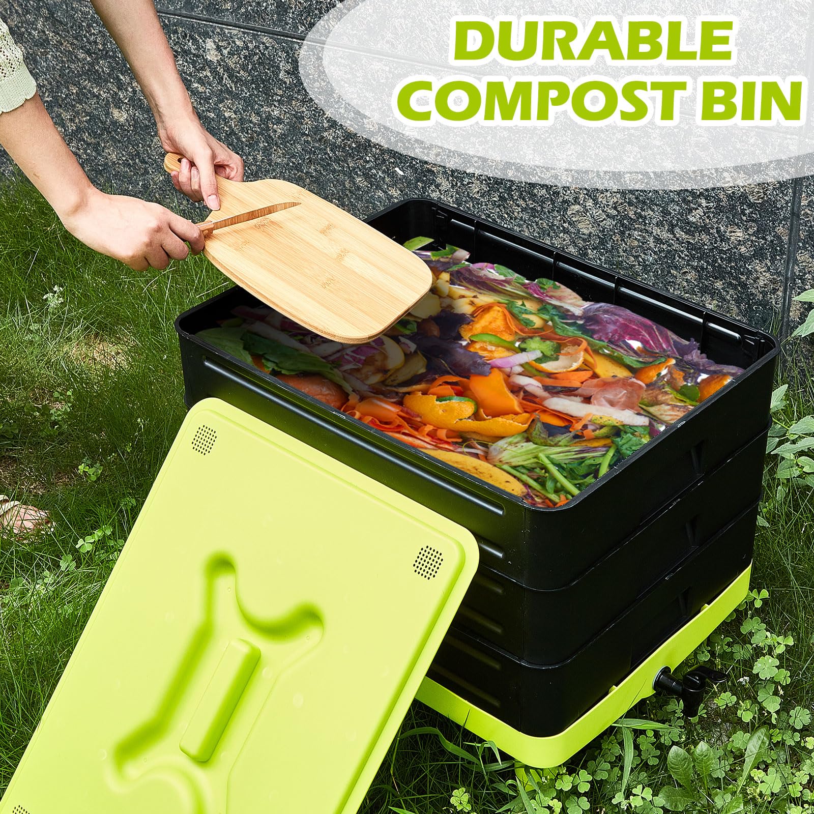 Gardening Accessories: 60L Large Worm Farm 3 Trays Worm Composter Bins Composting System Worm Tea