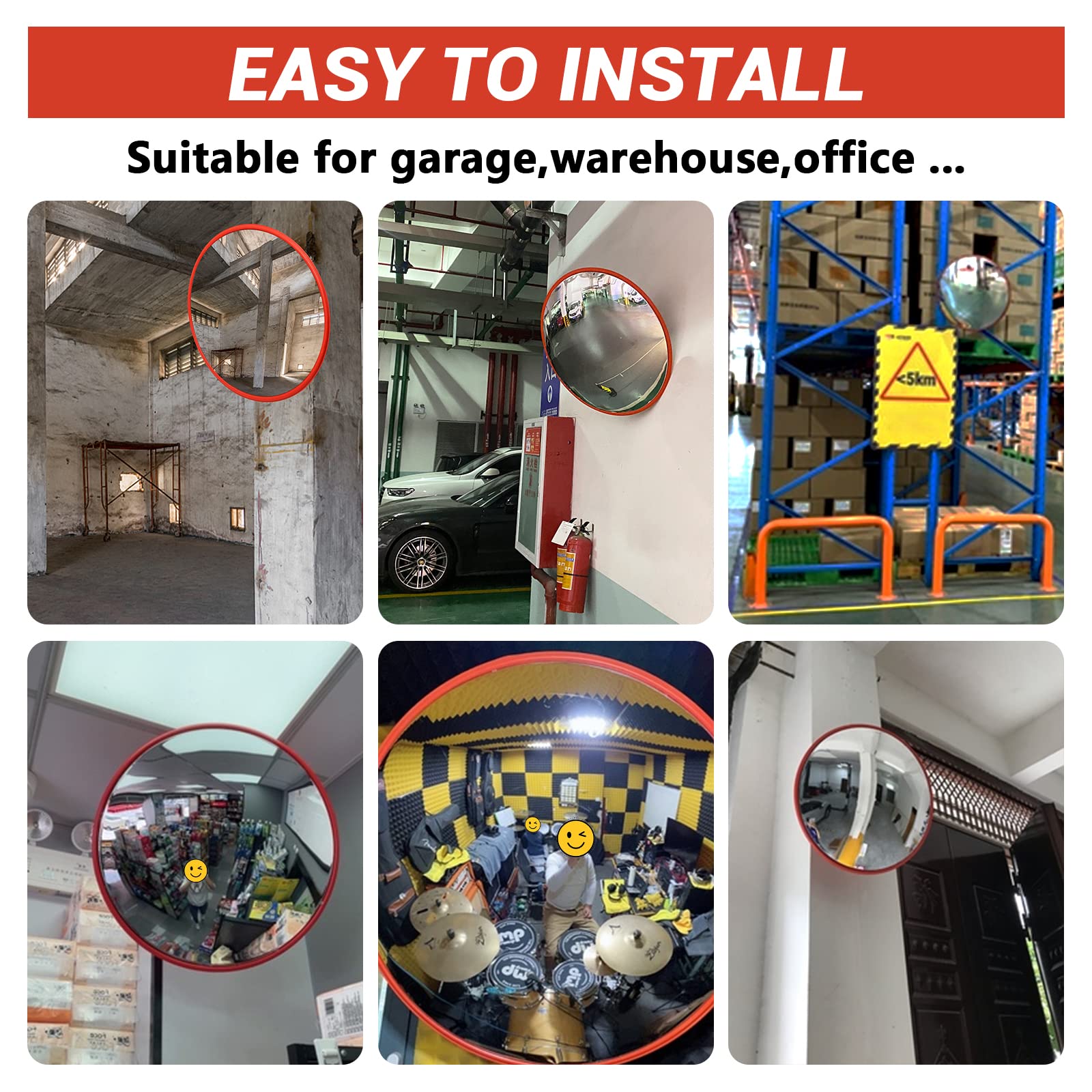 Traffic Control & Parking Tools: 30cm Traffic Blind Spots Curved Convex Mirror Wide Angle for Driveway Warehouse Garage Security