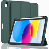 Tablets & Cases: iPad 10th Case 10.9 Inch 2022 with Pencil Holder, Smart iPad Clear Case with Soft TPU Auto Wake Sleep Dark Green