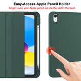 Tablets & Cases: iPad 10th Case 10.9 Inch 2022 with Pencil Holder, Smart iPad Clear Case with Soft TPU Auto Wake Sleep Dark Green