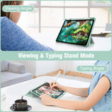 Tablets & Cases: iPad 10th Case 10.9 Inch 2022 with Pencil Holder, Smart iPad Clear Case with Soft TPU Auto Wake Sleep Green