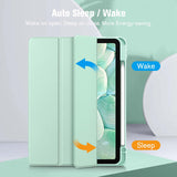Tablets & Cases: iPad 10th Case 10.9 Inch 2022 with Pencil Holder, Smart iPad Clear Case with Soft TPU Auto Wake Sleep Green