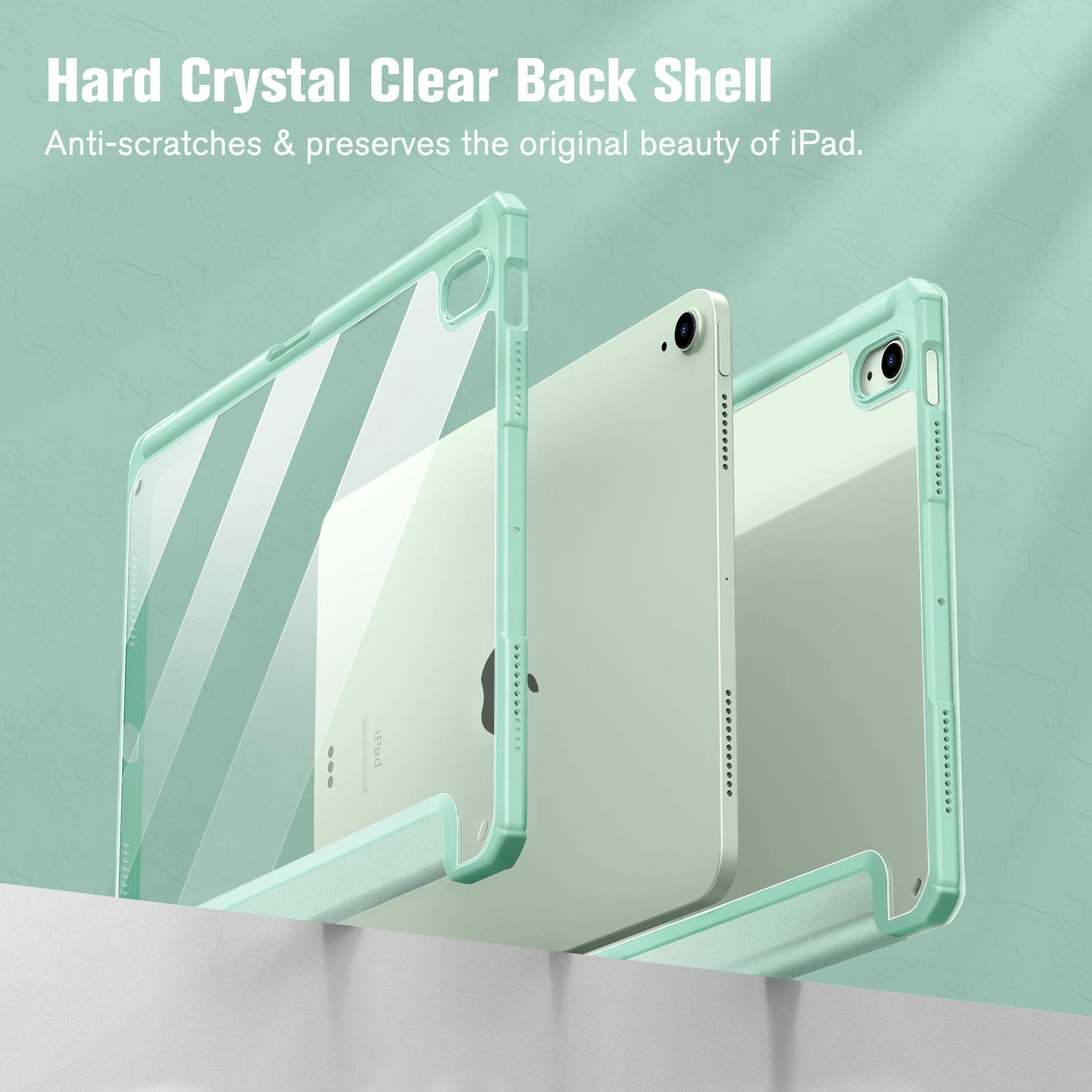 Tablets & Cases: iPad 10th Case 10.9 Inch 2022 with Pencil Holder, Smart iPad Clear Case with Soft TPU Auto Wake Sleep Green