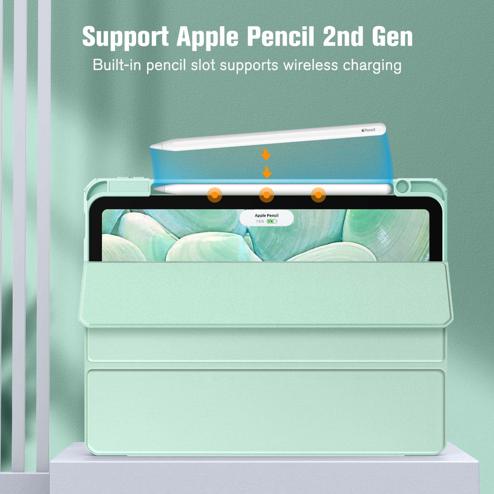 Tablets & Cases: iPad 10th Case 10.9 Inch 2022 with Pencil Holder, Smart iPad Clear Case with Soft TPU Auto Wake Sleep Green