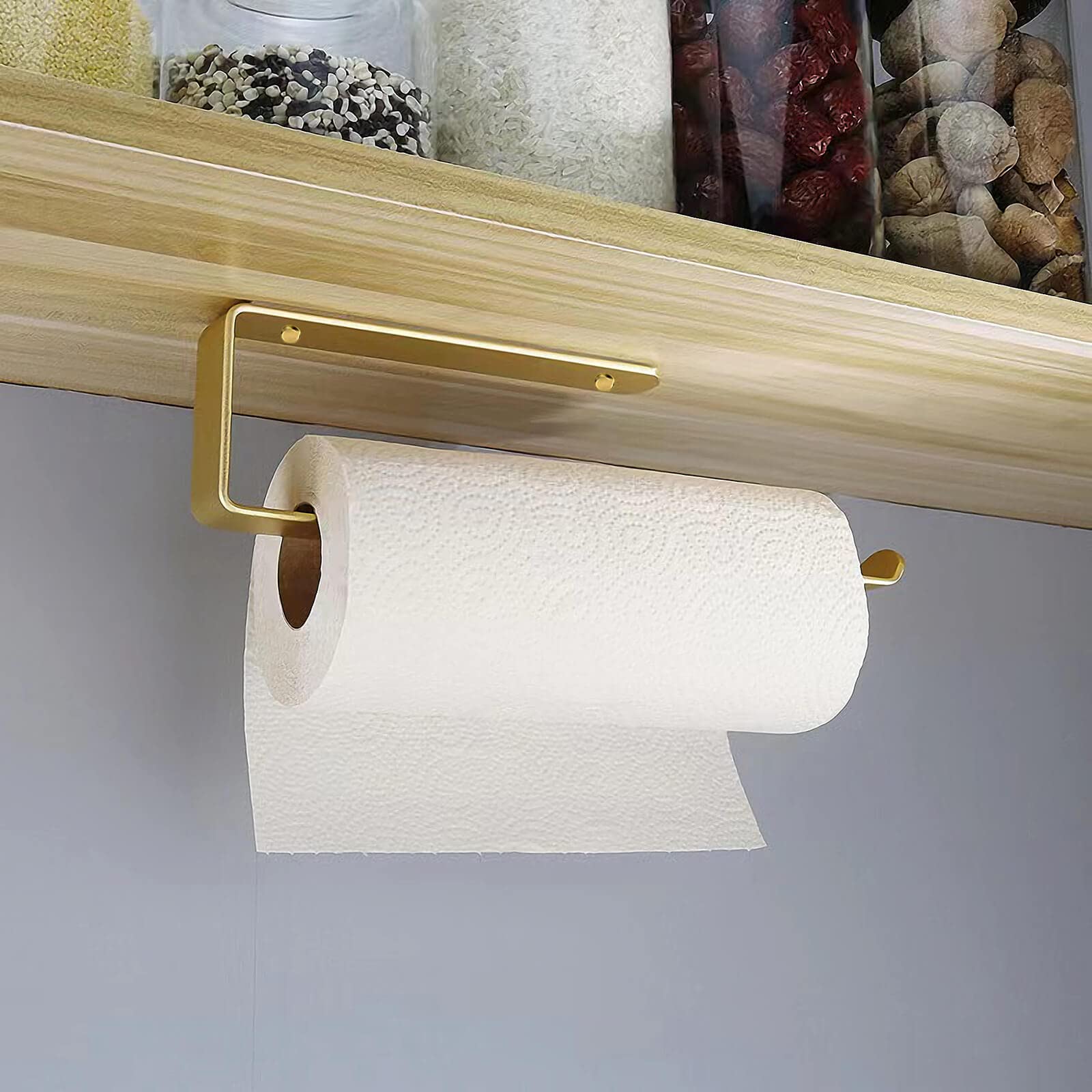 Towel Racks & Holders: Gold Kitchen Bathroom Paper Holder Towel Holder Self Adhesive or Screw Mount 31cm