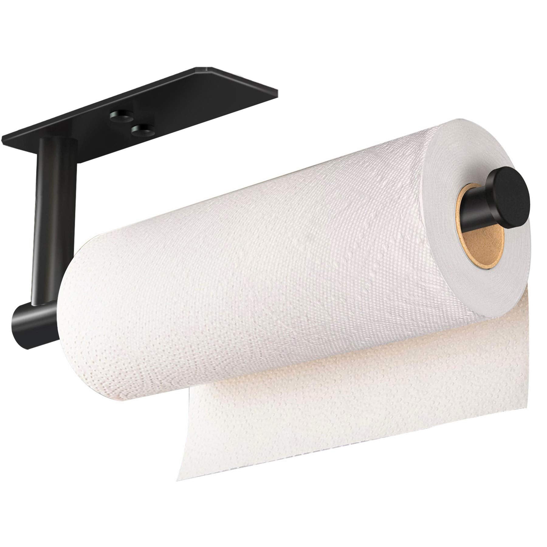 Towel Racks & Holders: Kitchen Paper Holder Under Cabinet Wall Mount Adhesive Paper Towel Holder Rectangle Black