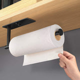 Towel Racks & Holders: Kitchen Paper Holder Under Cabinet Wall Mount Adhesive Paper Towel Holder Rectangle Black