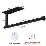 Towel Racks & Holders: Kitchen Paper Holder Under Cabinet Wall Mount Adhesive Paper Towel Holder Rectangle Black