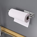 Towel Racks & Holders: Kitchen Paper Holder Under Cabinet Wall Mount Adhesive Paper Towel Holder Rectangle Silver