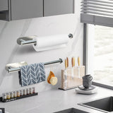 Towel Racks & Holders: Kitchen Paper Holder Under Cabinet Wall Mount Adhesive Paper Towel Holder  Silver