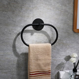 Towel Racks & Holders: Bathroom Towel Ring Bathroom Towel Rack Adhesive Hand Towels Holder Towel Hanger Black
