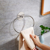 Towel Racks & Holders: Bathroom Towel Ring Bathroom Towel Rack Adhesive Hand Towels Holder Towel Hanger Silver