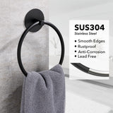 Towel Racks & Holders: Bathroom Towel Ring Bathroom Towel Rack Adhesive Hand Towels Holder Towel Hanger Round Black
