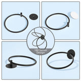 Towel Racks & Holders: Bathroom Towel Ring Bathroom Towel Rack Adhesive Hand Towels Holder Towel Hanger Round Black