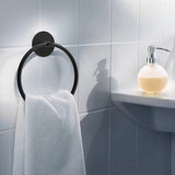 Towel Racks & Holders: Bathroom Towel Ring Bathroom Towel Rack Adhesive Hand Towels Holder Towel Hanger Round Black