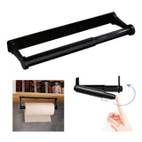 Towel Racks & Holders: Kitchen Paper Holder Under Cabinet Screw Wall Mount Adhesive Paper Towel Holder Rectangle Black