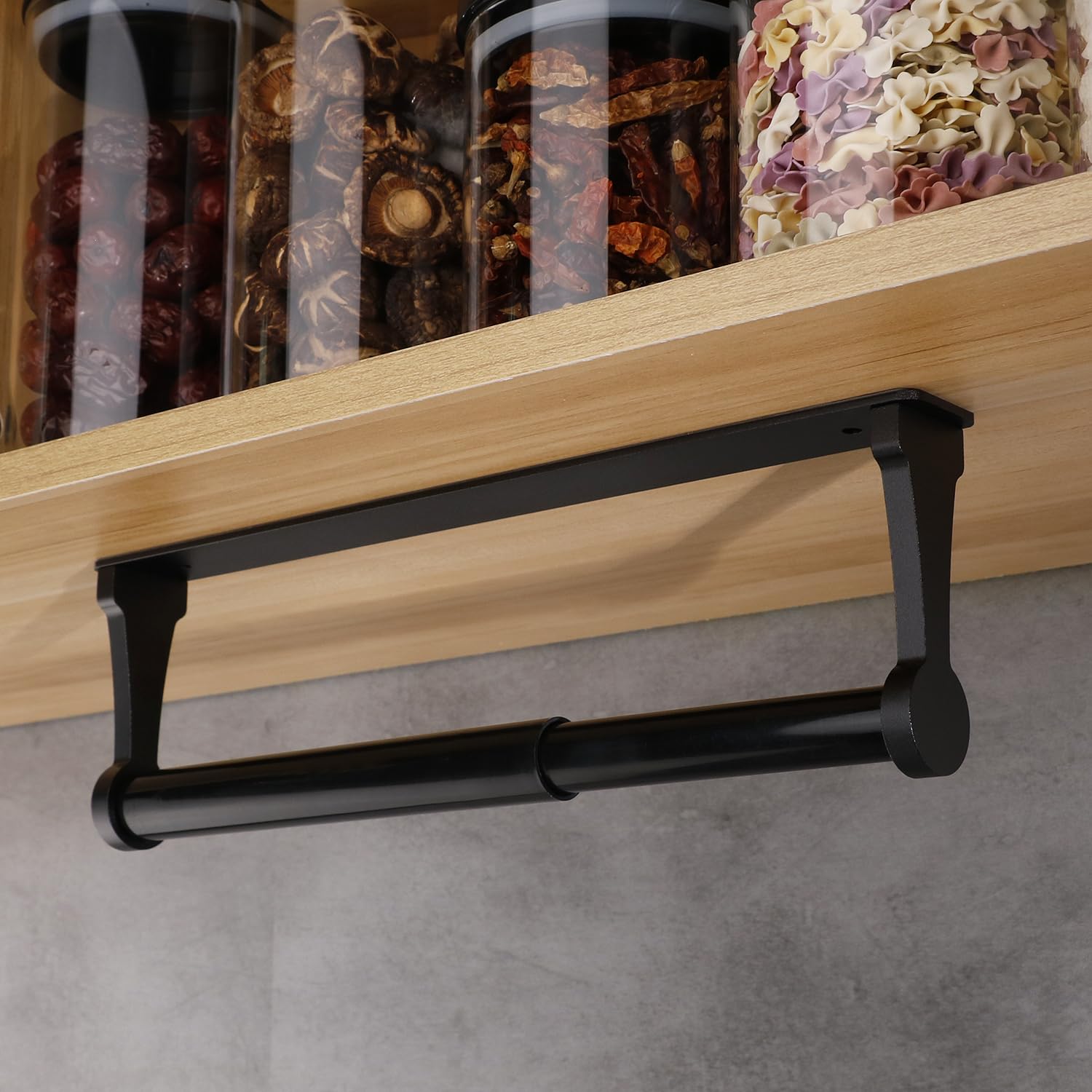 Towel Racks & Holders: Kitchen Paper Holder Under Cabinet Screw Wall Mount Adhesive Paper Towel Holder Rectangle Black