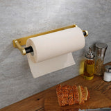 Towel Racks & Holders: Kitchen Paper Holder Under Cabinet Screw Wall Mount Adhesive Paper Towel Holder Rectangle Gold