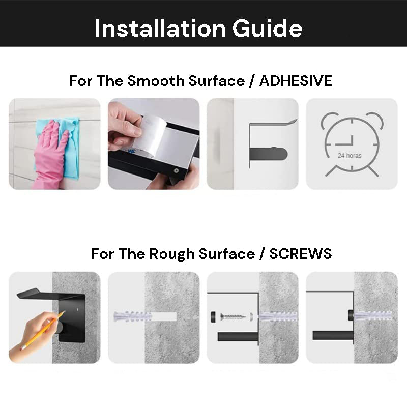 Towel Racks & Holders: Kitchen Paper Holder Under Cabinet Screw Wall Mount Adhesive Paper Towel Holder Rectangle Silver