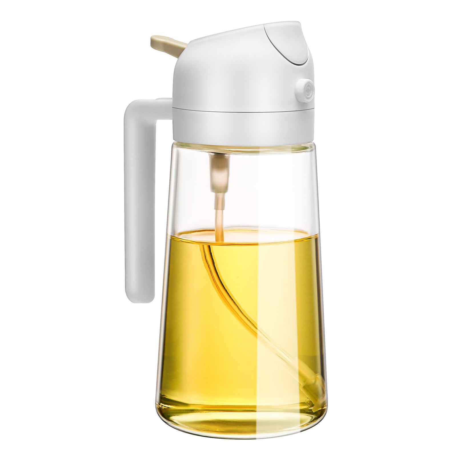 Air Fryers: 600ml 2 in 1 Glass Oil Sprayer Dispenser Kitchen Sprayz Cooking Baking Oil Bottle BBQ Spray White